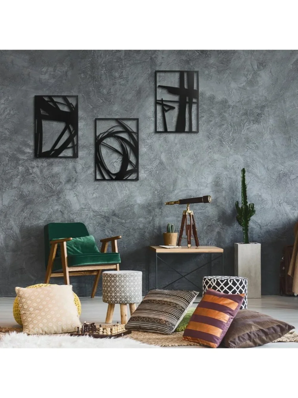 Modern Abstract Metal Wall Art - Minimalist Geometric 3D Sculpture for Home